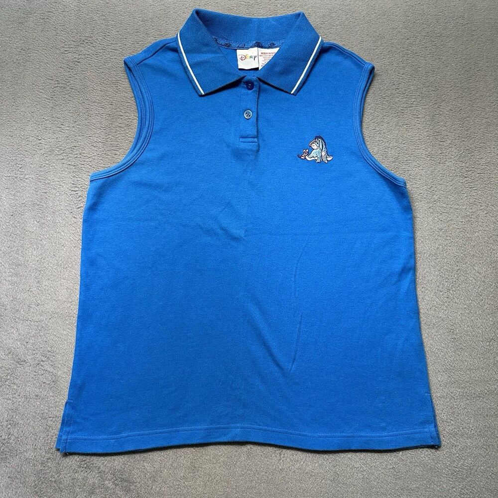 Disney Blue Sleeveless Polo Top with White Trim